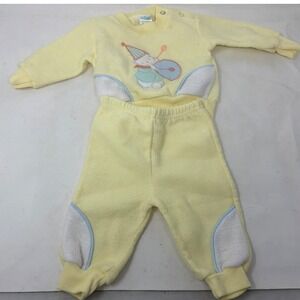 Bright Future Vintage Baby Fleece Sweatshirt Jogger Set Yellow Bear 0-3 Months